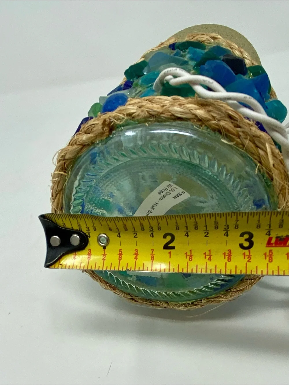 Handmade 1.5L Sand & Seaglass Light Up Coastal Decor with Rope Detail